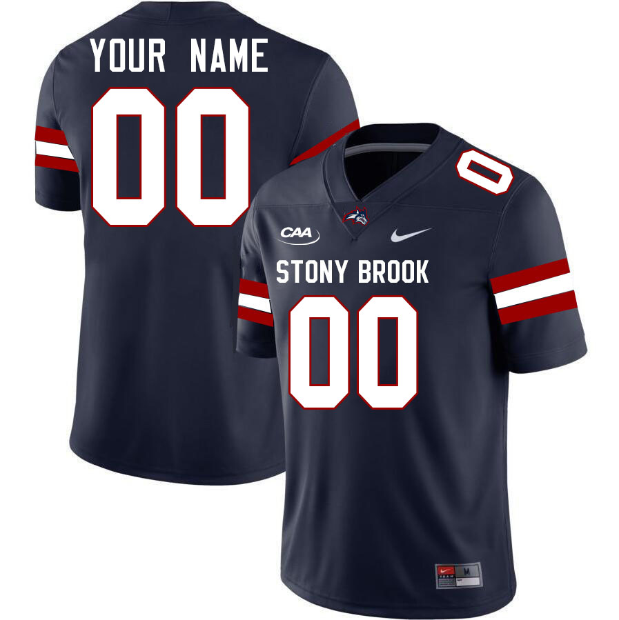 Custom Stony Brook Seawolves Name And Number Football Jerseys-Navy